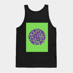 Traditional Chinese Paper Cutting Floral Pattern - Hong Kong Retro Vivid Lime Green with Purple Symbol Tank Top